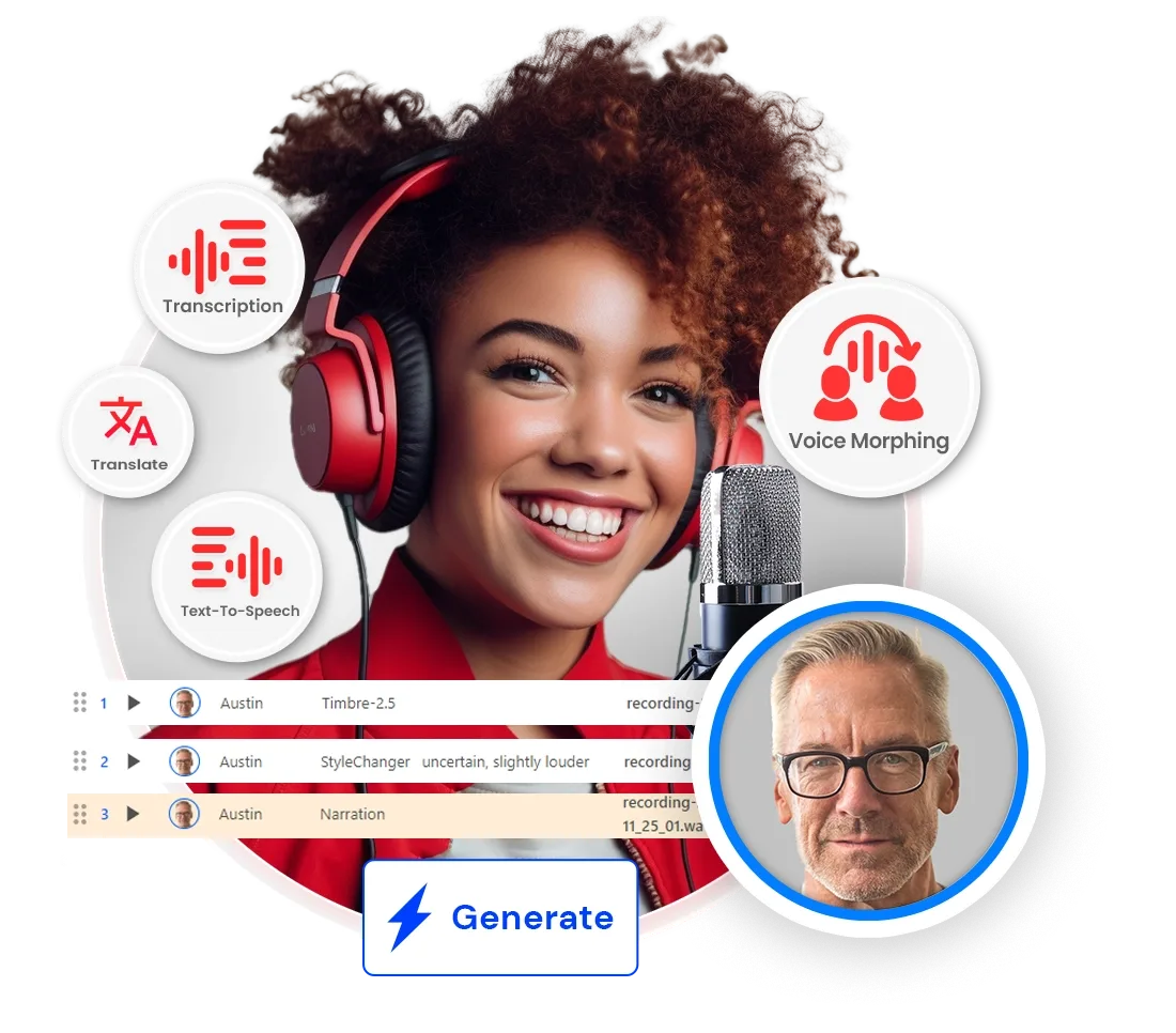 Altered Studio in action, voice & audio AI tool