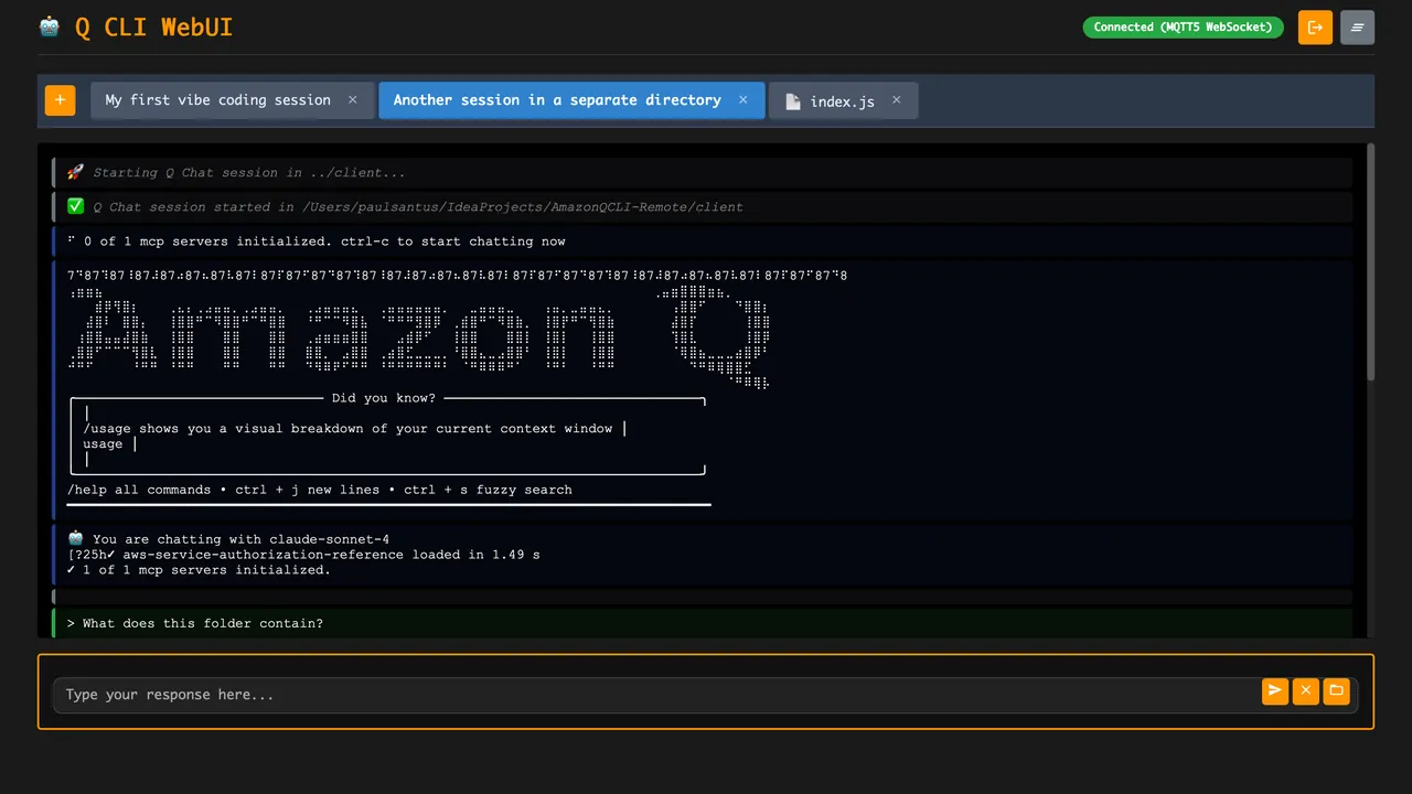 Amazon Q Developer app screen