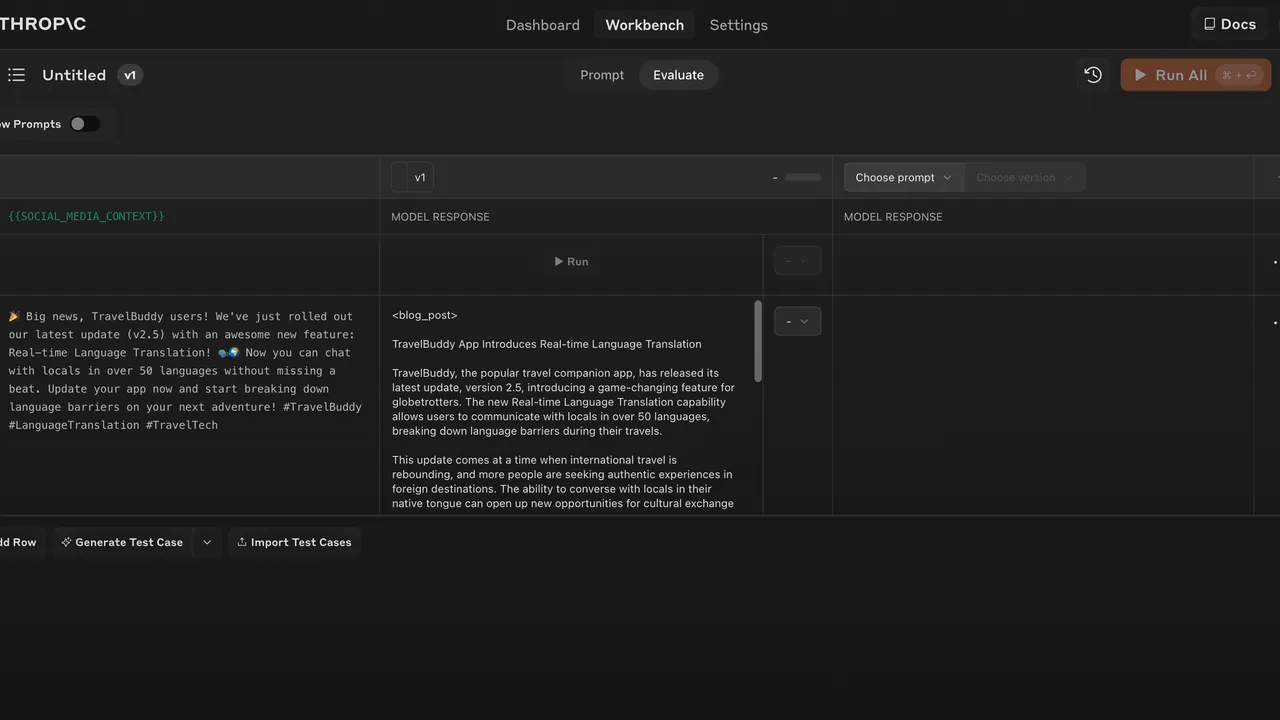 Anthropic Console interface in use
