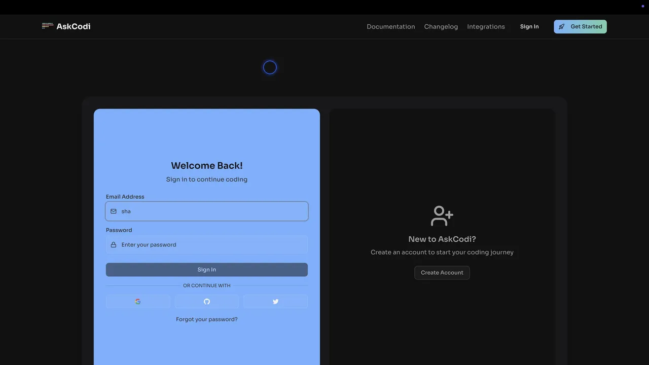 AskCodi dashboard view