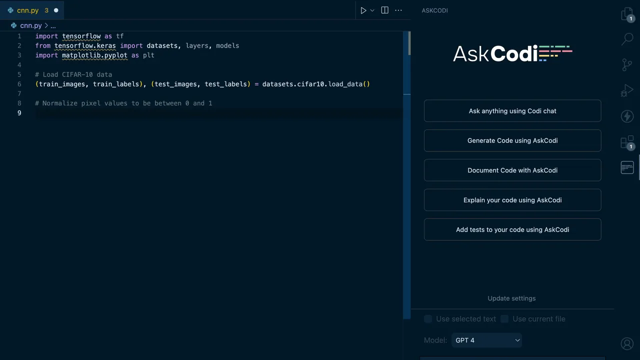 AskCodi in action, code AI tool