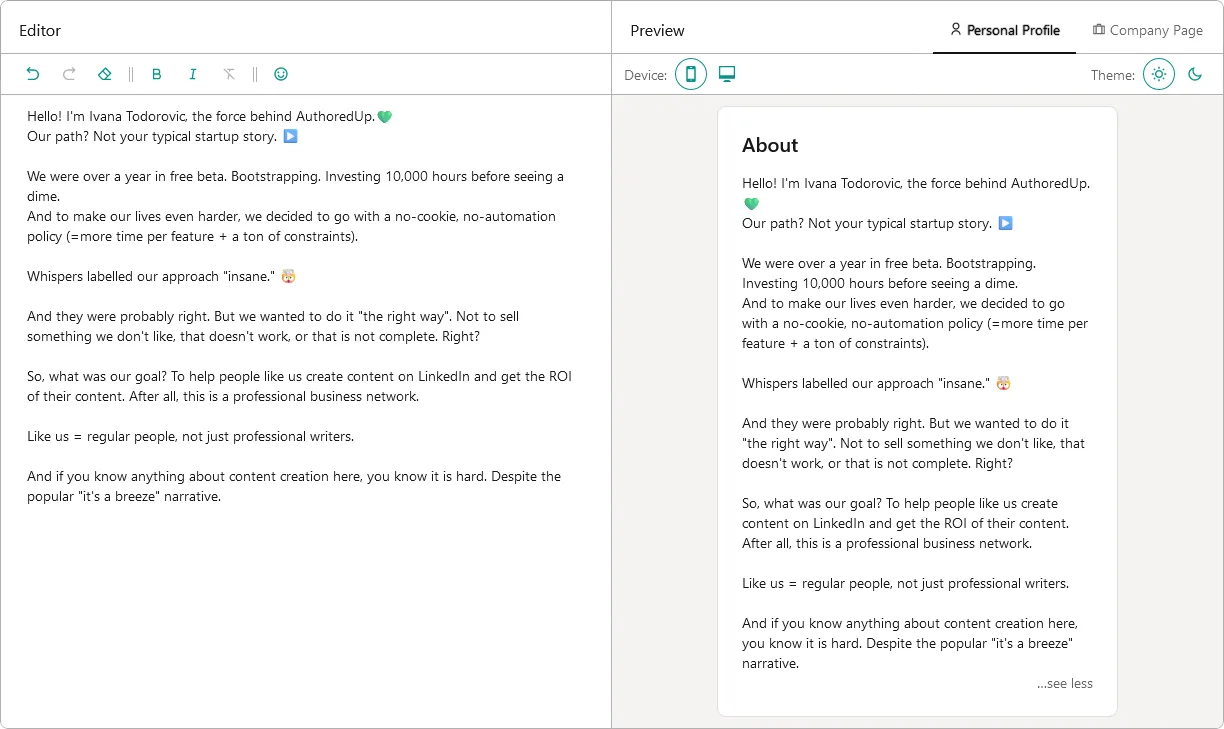 Authoredup app screen