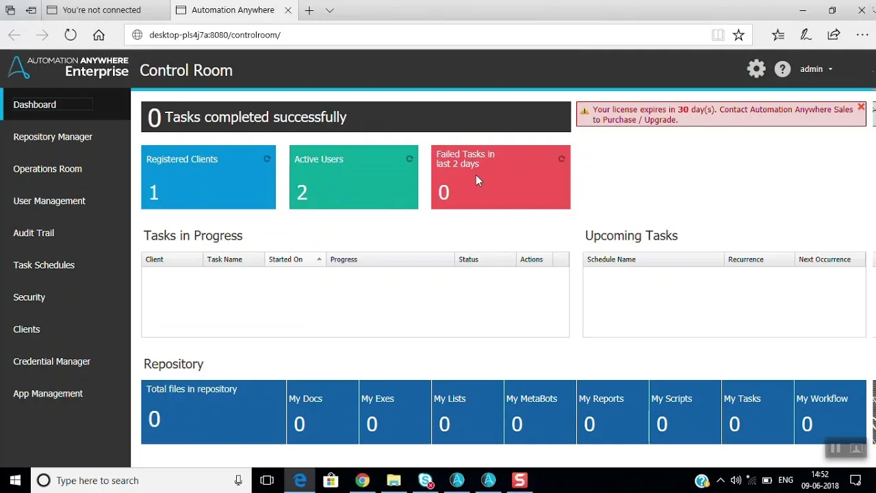 Automation Anywhere interface in use