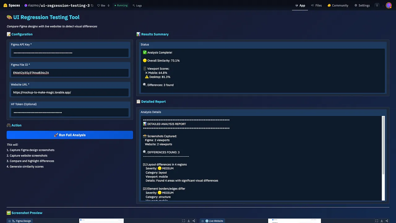 AutoRegex dashboard view