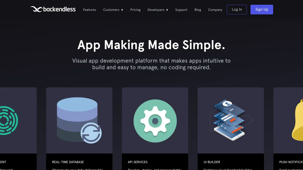 Backendless app screen