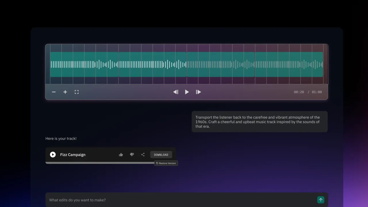 Beatoven in action, music AI tool