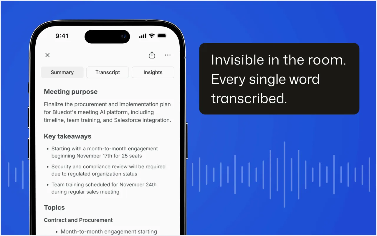 Bluedot interface in use