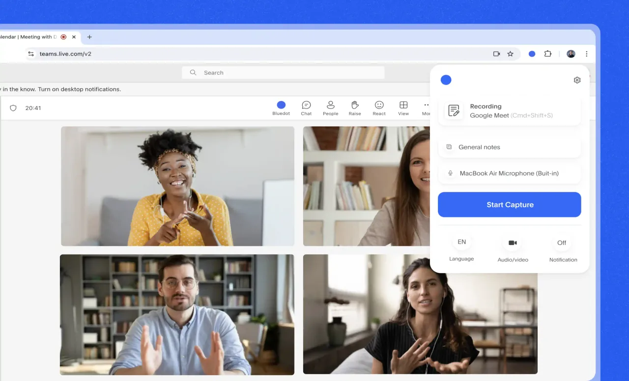 Bluedot interface in use