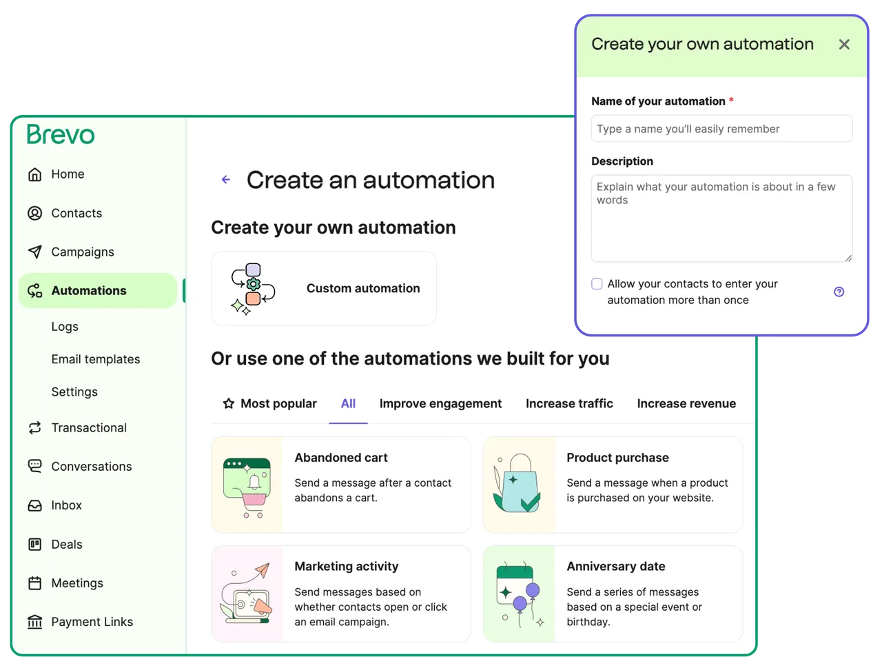 Brevo AI dashboard view