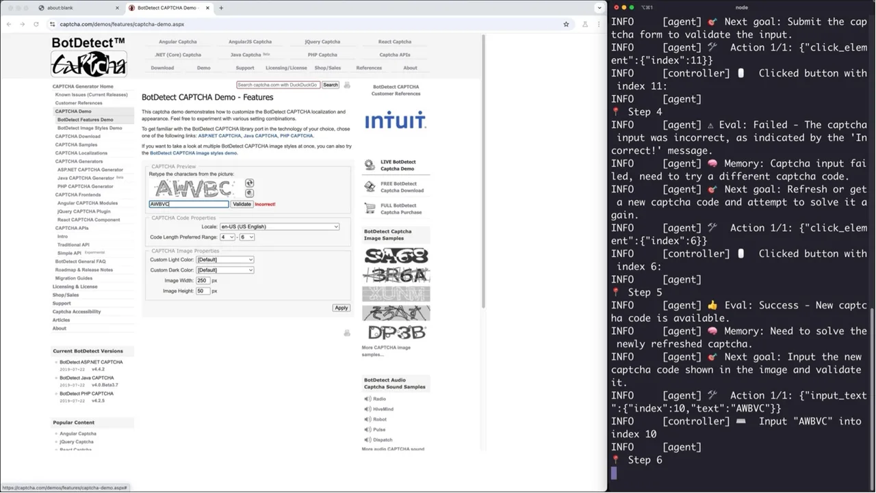 Browser Use dashboard view