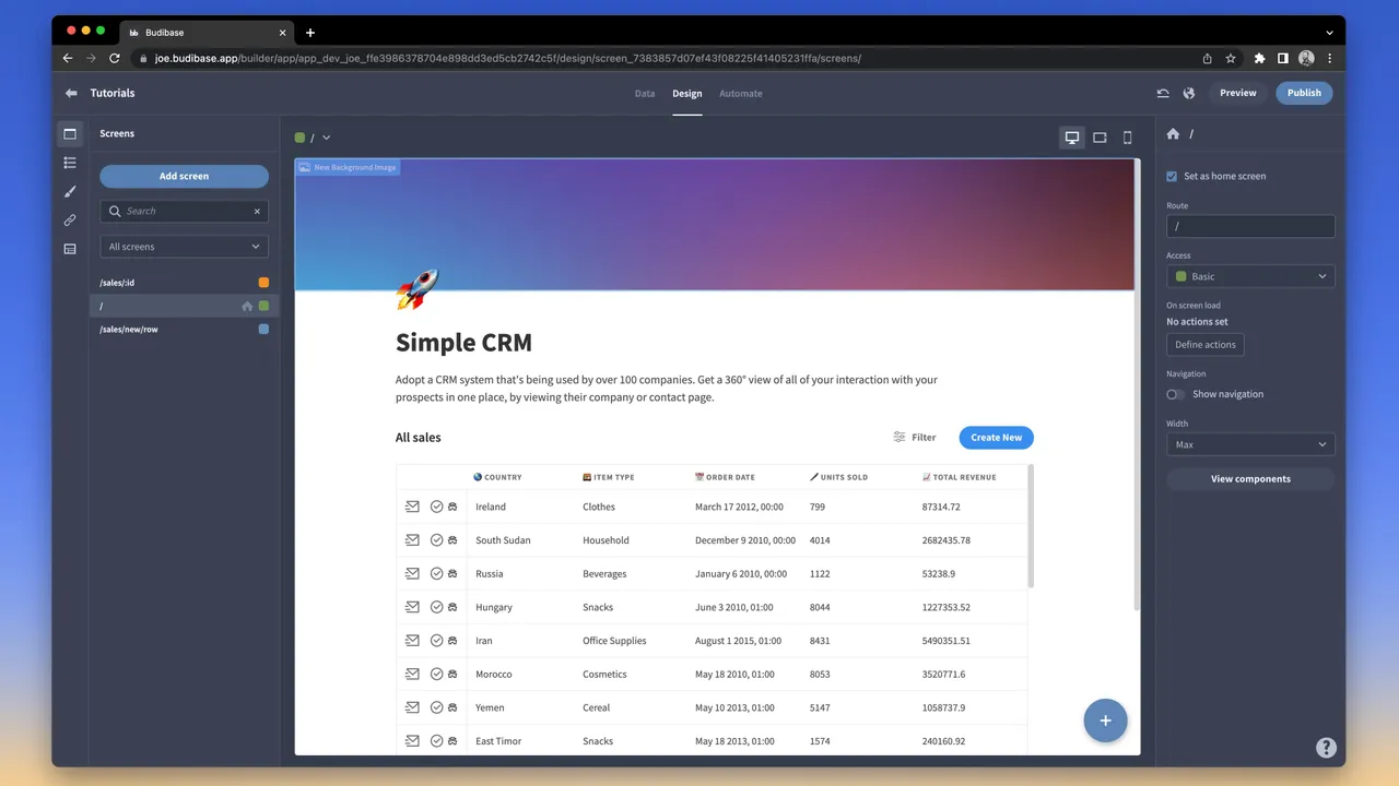 Budibase in action, no-code AI tool