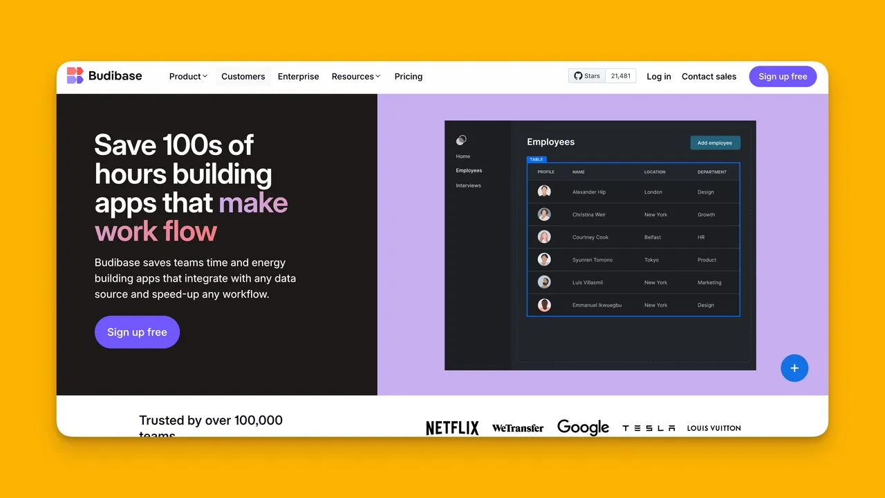 Budibase app screen