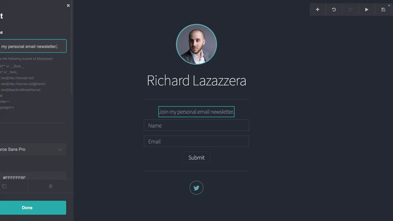 Carrd app screen