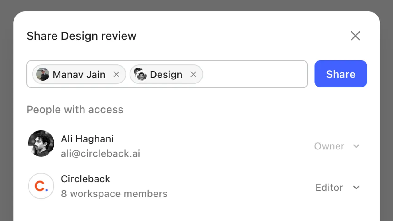 Circleback interface in use