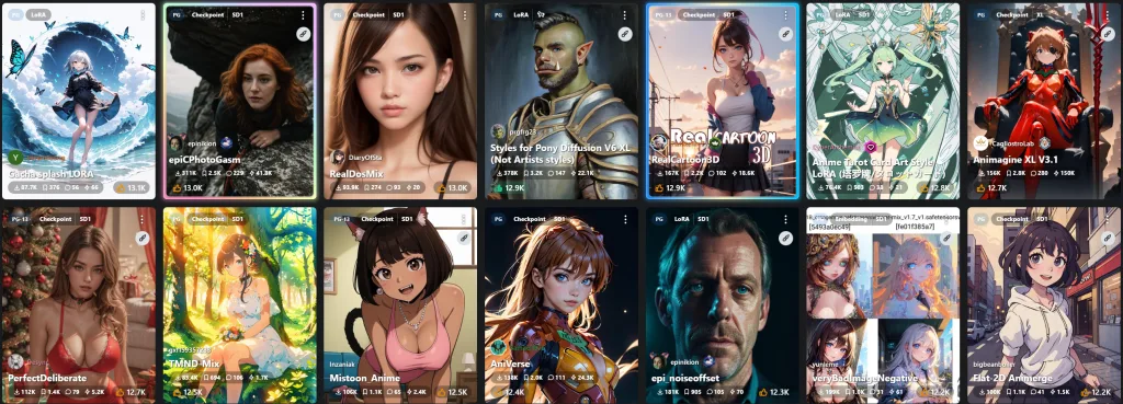 Civitai in action, image AI tool