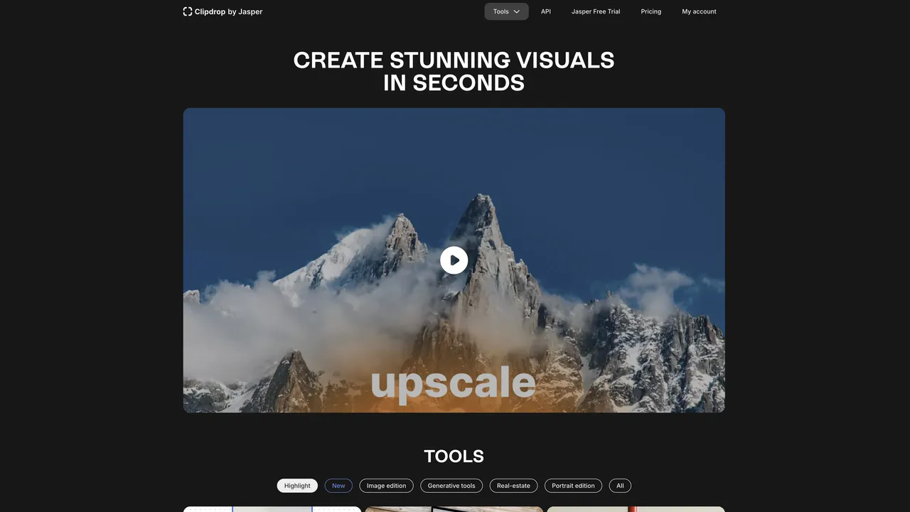 Clipdrop dashboard view