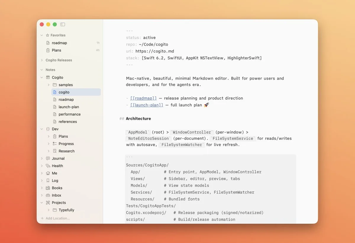 Cogito Notes dashboard view