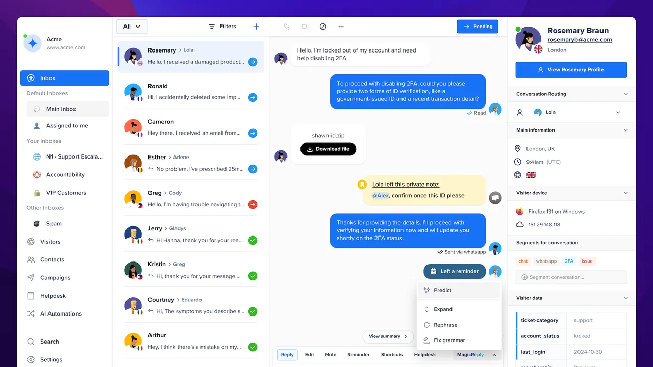 Crisp interface in use