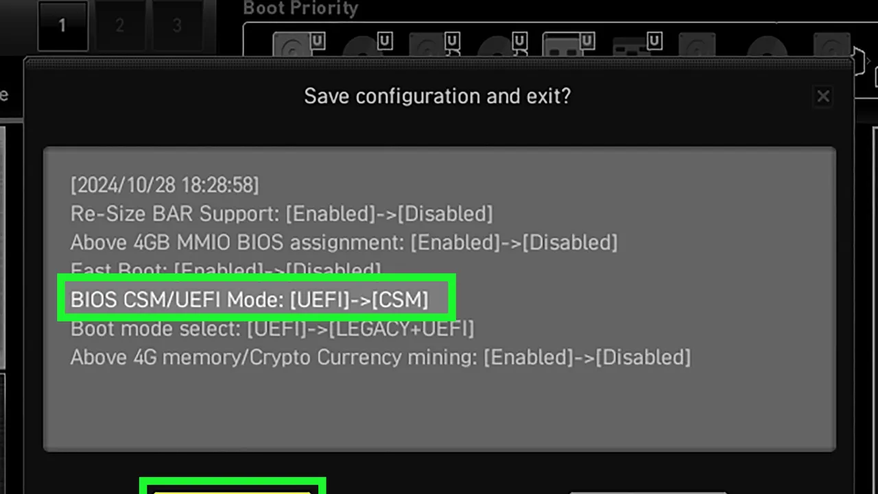 CSM interface in use