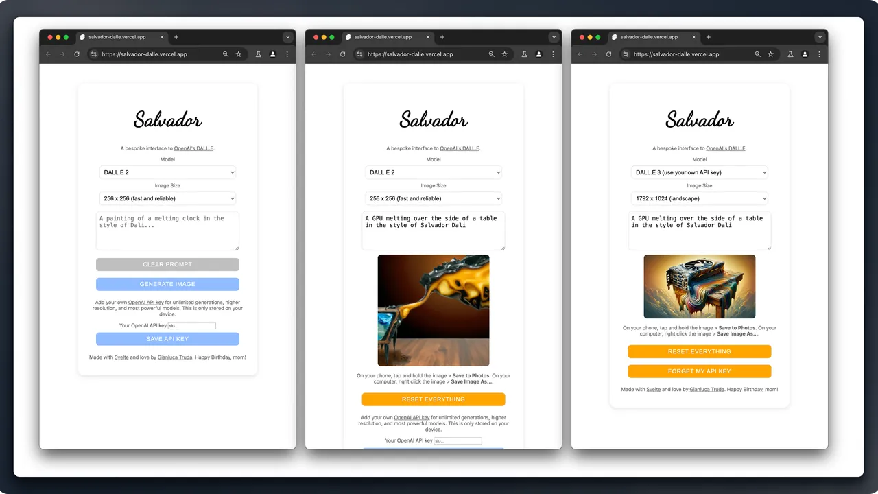 DALL-E dashboard view