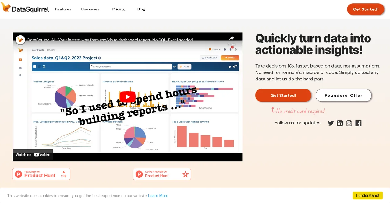 Datasquirrel interface in use