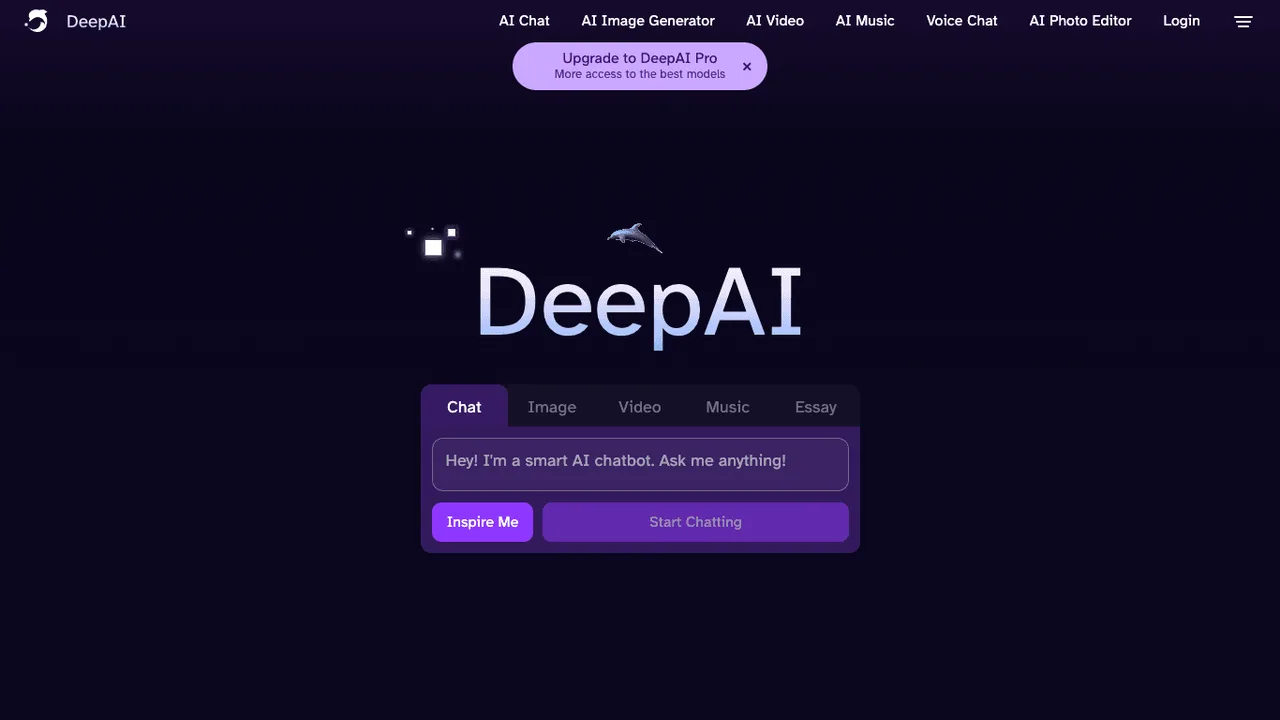 DeepAI dashboard view
