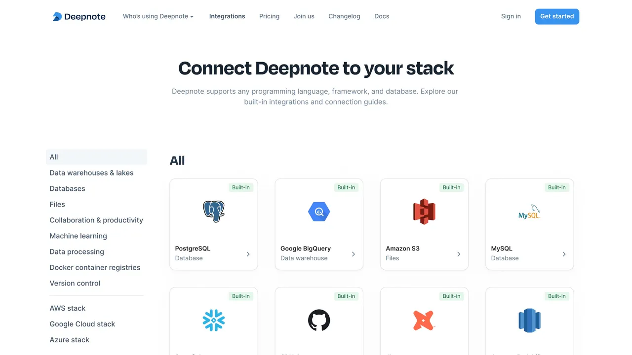 Deepnote dashboard view