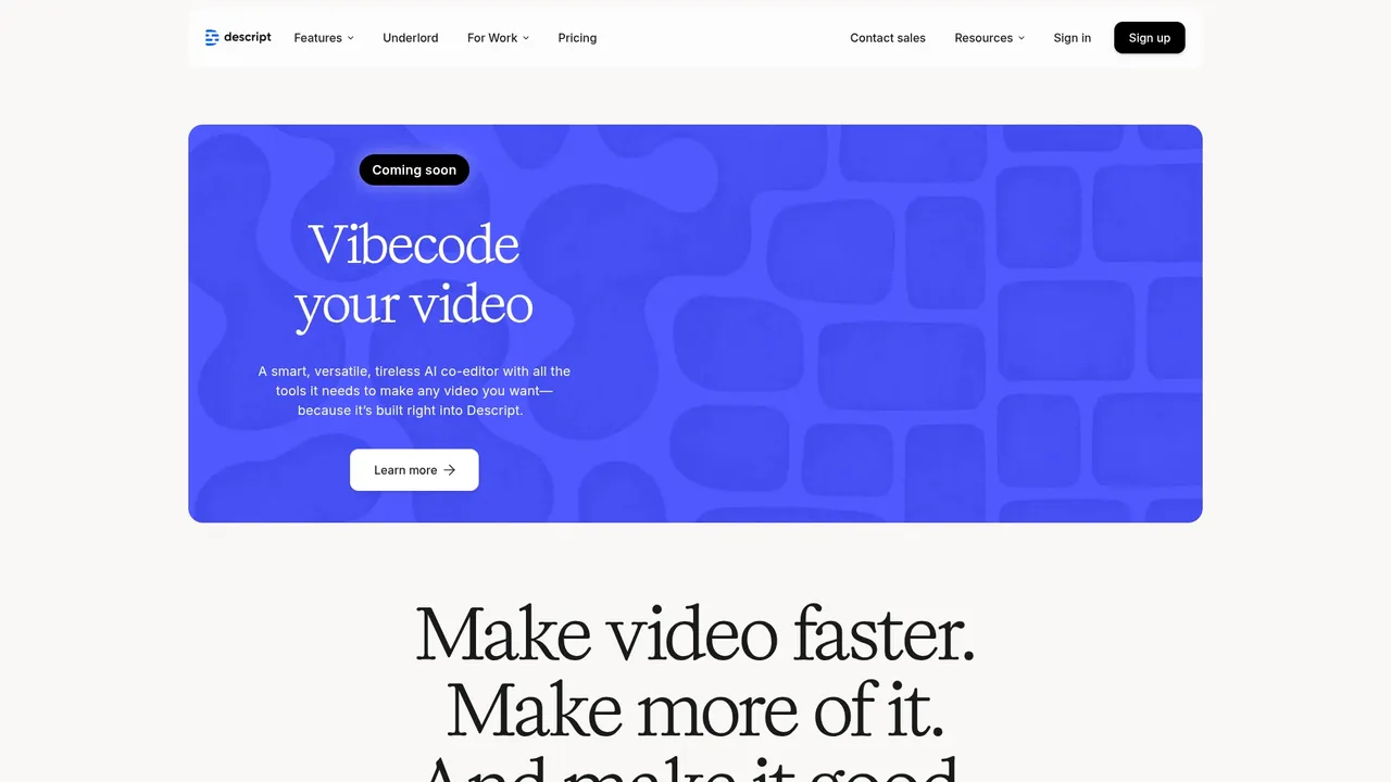 Descript interface in use