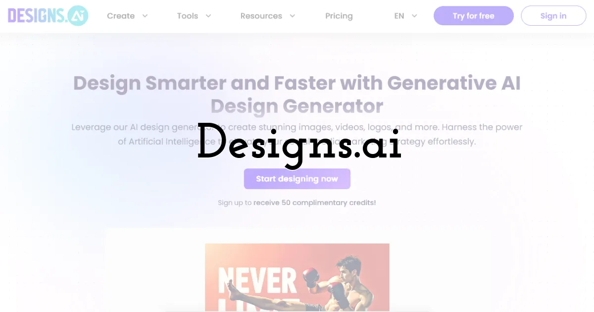 Designs.ai dashboard view