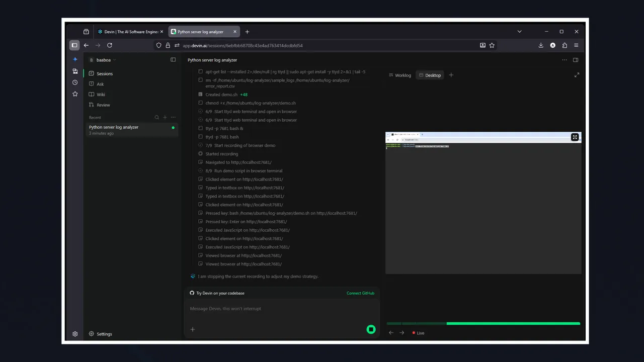 Devin app screen