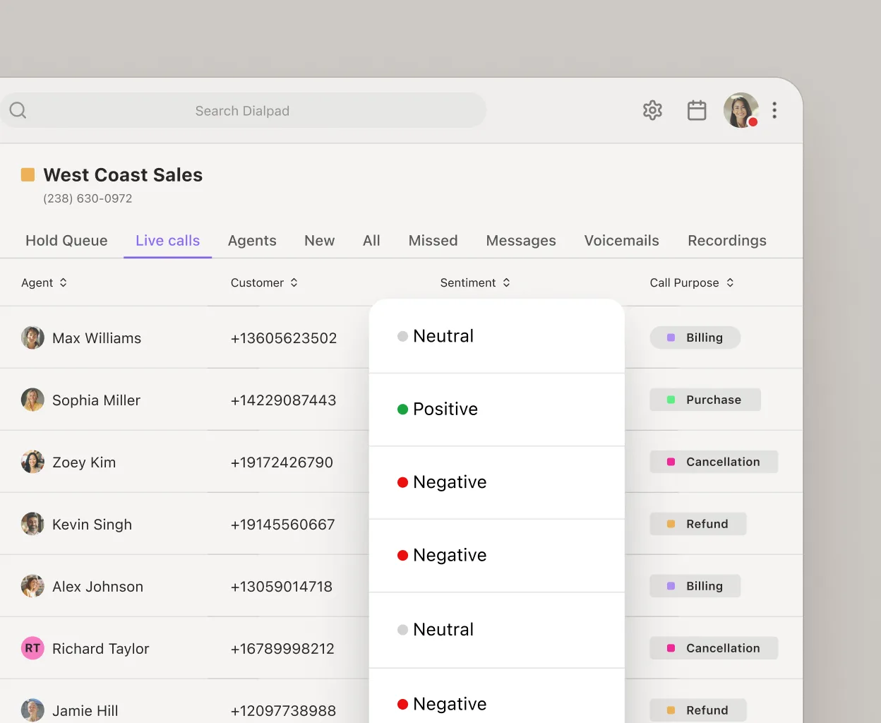 Dialpad AI in action, customer support & sales AI tool