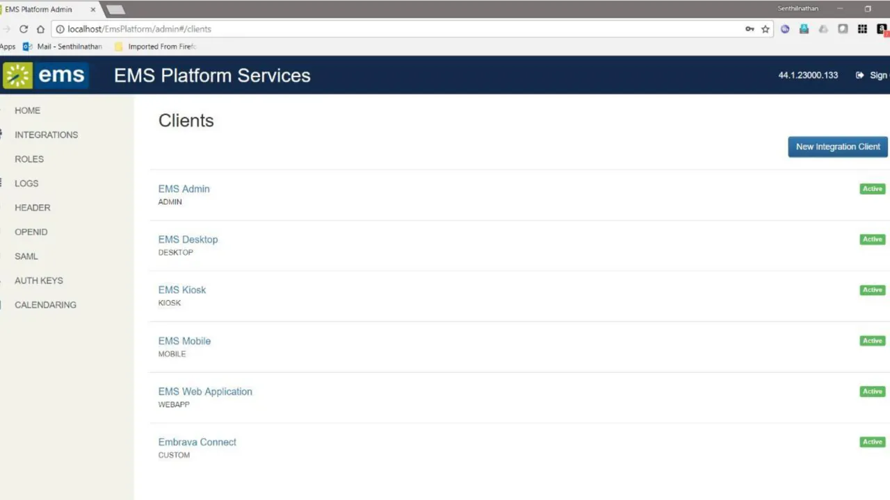 Embra app screen