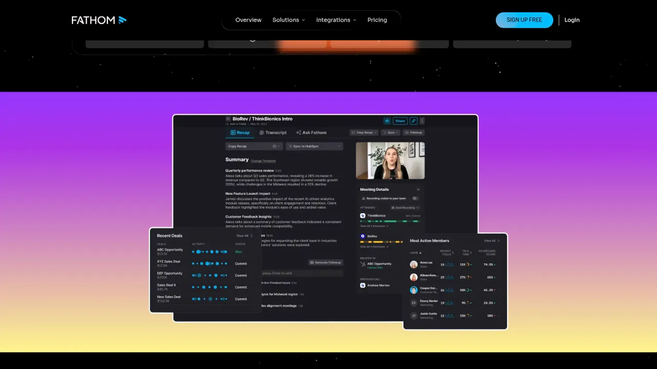 Fathom interface in use