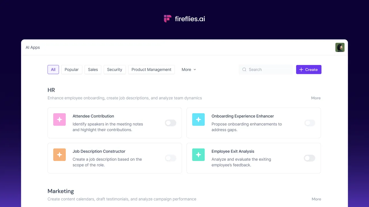 Fireflies app screen