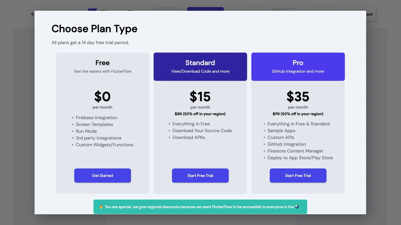 FlutterFlow dashboard view