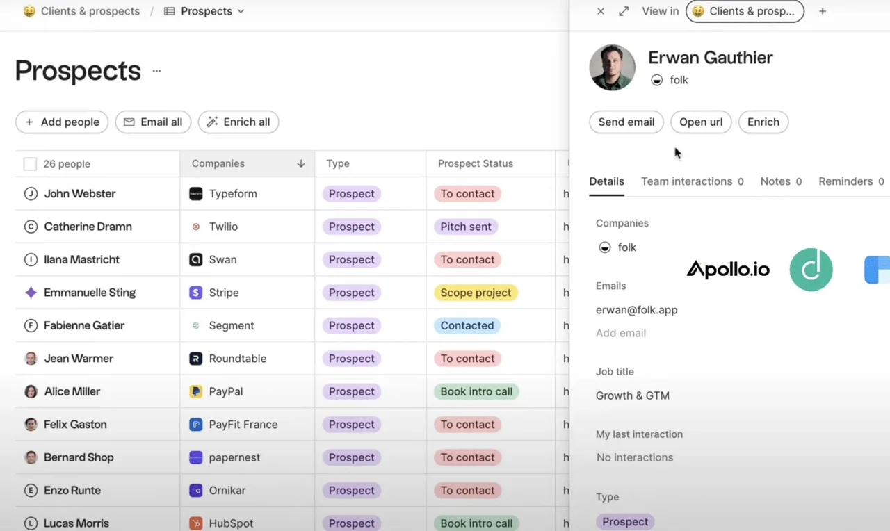 Folk AI interface in use