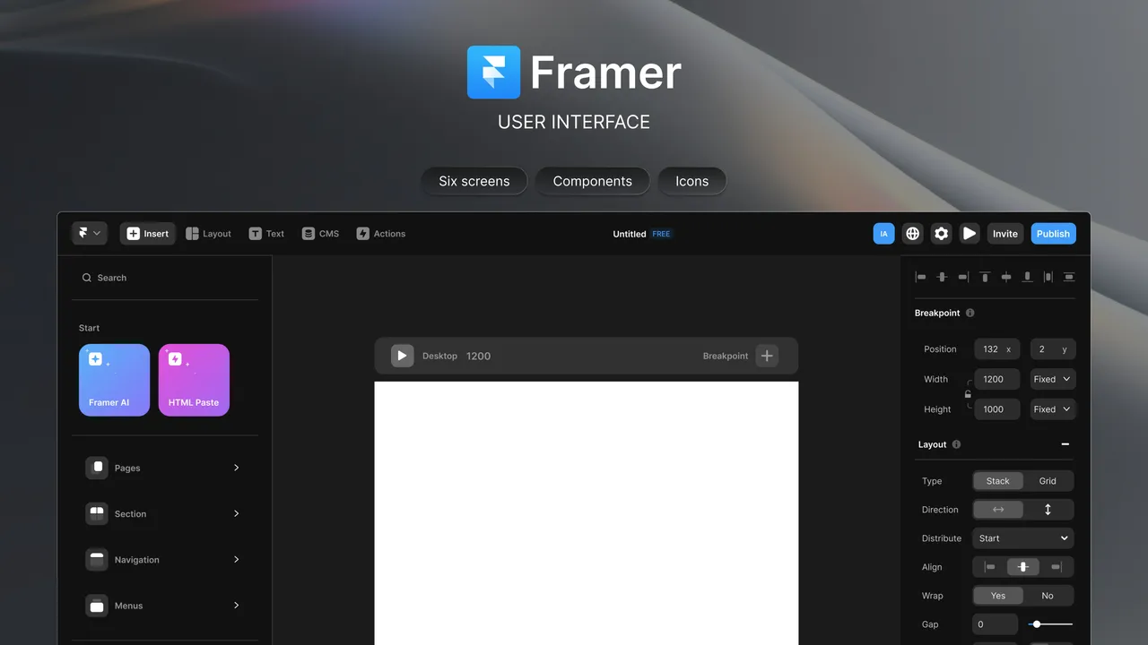 Framer in action, no-code AI tool