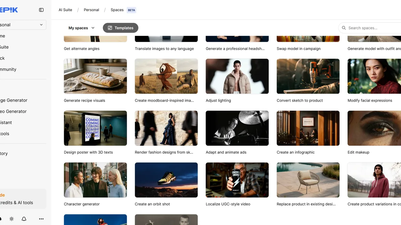 Freepik interface in use