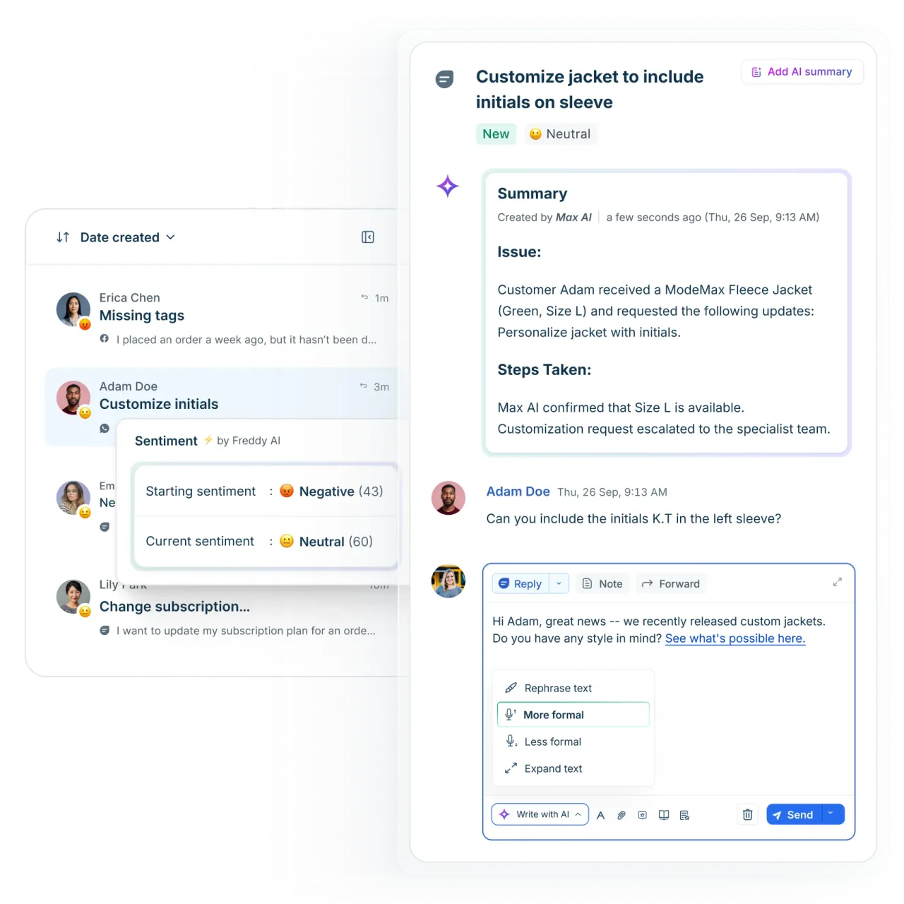 Freshdesk Copilot in action, customer support & sales AI tool
