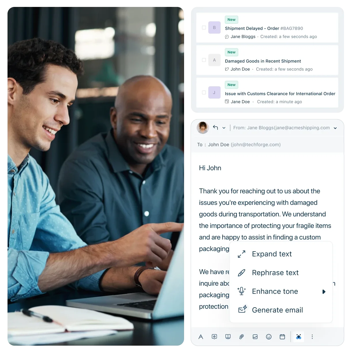 Freshdesk Copilot interface in use