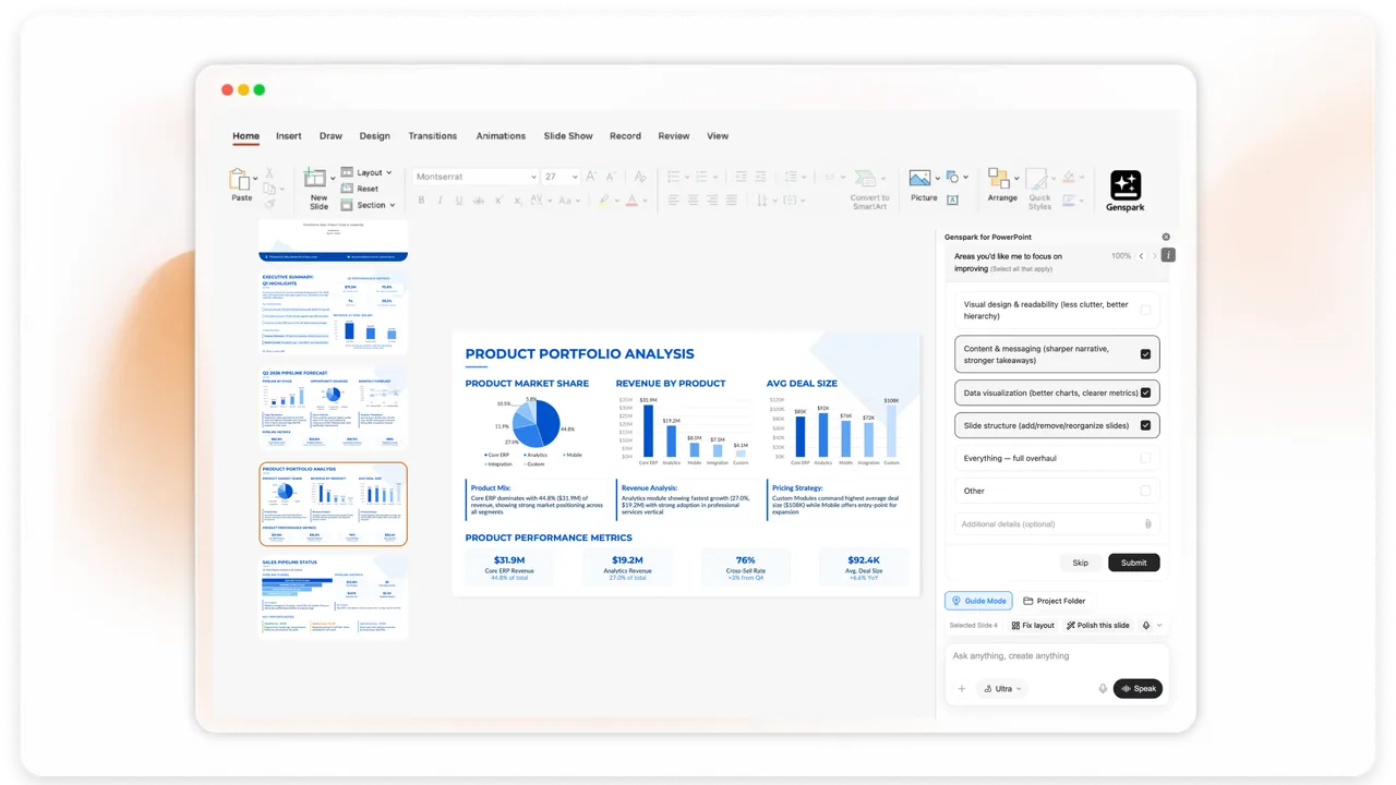 Genspark dashboard view