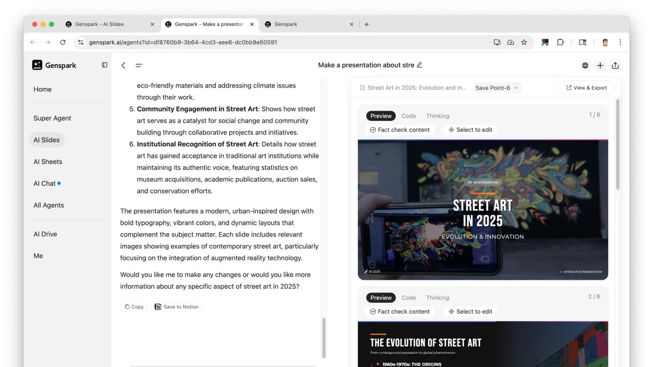Genspark app screen