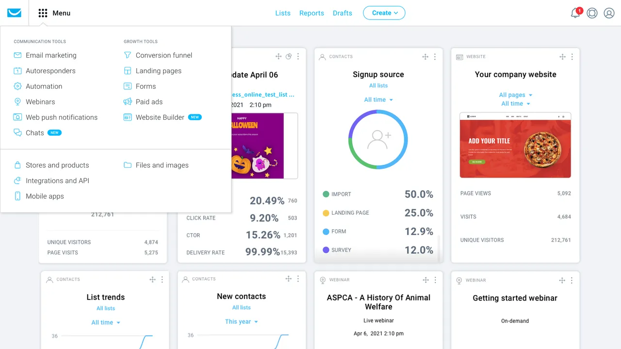 GetResponse AI Builder interface in use
