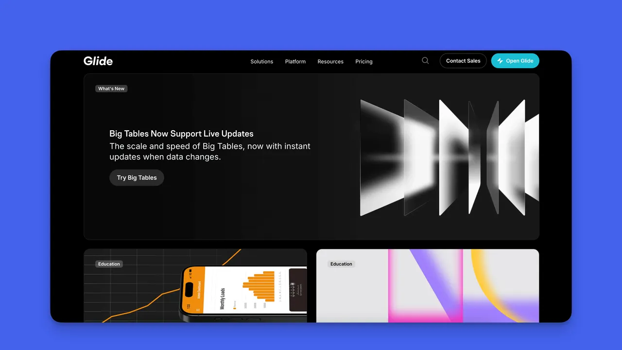 Glide dashboard view
