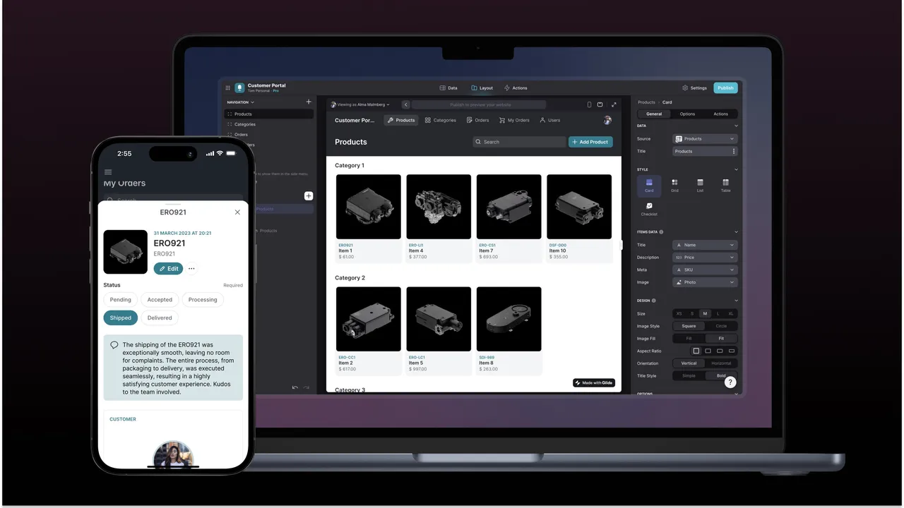 Glide in action, no-code AI tool
