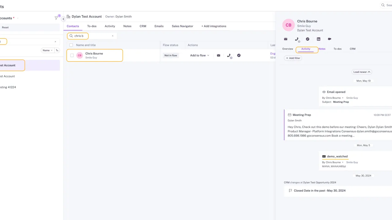 Gong dashboard view