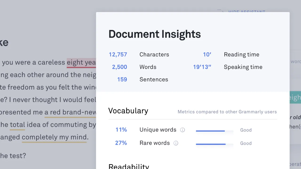 Grammarly interface in use