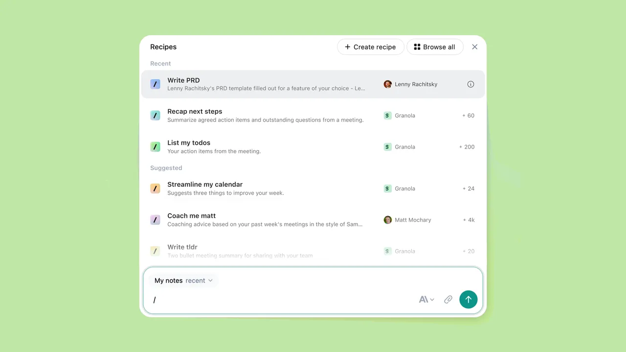 Granola in action, transcription & meetings AI tool