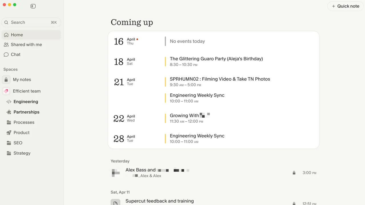 Granola app screen