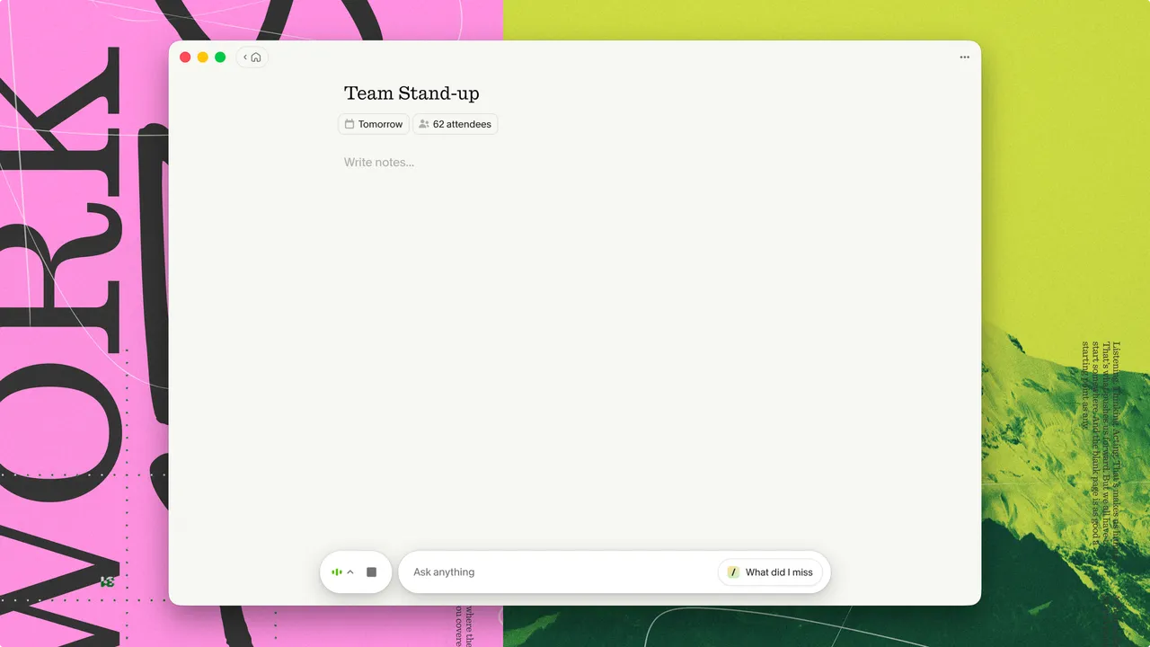 Granola interface in use